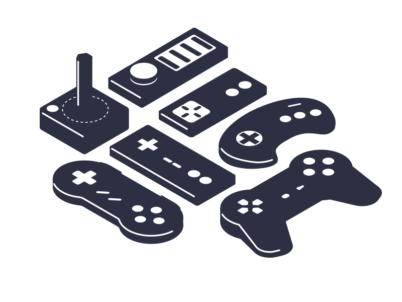 Isometric Controllers joystick icons set icons isometric illustration isometric videogames videogame video games game controller gaming controller super nintendo nintendo playstation sega genesis sega intellivision atari