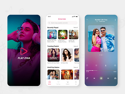 Play Zina Music App Design app app design clean minimalist mobileapp music app music. play music ui voice