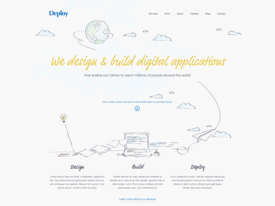 Deploy inc. Home illustration typography website