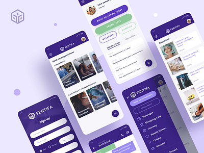 Mobile App Design for Fertility Benefits Platform app design appdesign application billieargent booking branding design graphicdesign interface london mobile platform purple typogaphy typography ui ui design ux ux design vector