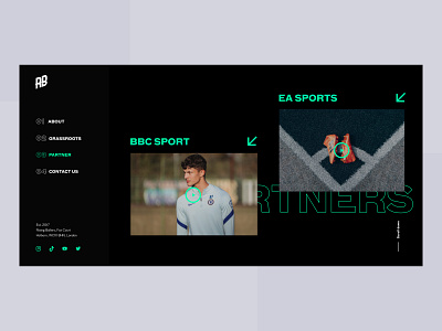 Rising Ballers Website for Football Academy arrows design elementor football horizontal scroll icons interface layout london modern neon simple soccer ui uiux ux web webdesign website wireframe
