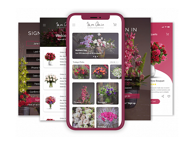 Mon Amie Cover flower app flower shop minimal mobile app mobile app design mobile app development ui ui ux ui design user interface user interface design