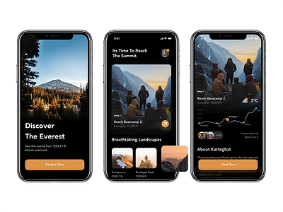 ⛰️ Travel Guide Application - UI Design after effects animated gif app clean dark figma guide illustration ios map planner principle tour tourism travel ui umrah