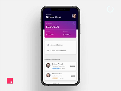 eWallet Finance App - Interaction UI animation app branding clean design ewallet finance fintech gradient illustration interaction invision logo microinteraction minimal mobile money app product design ui ux