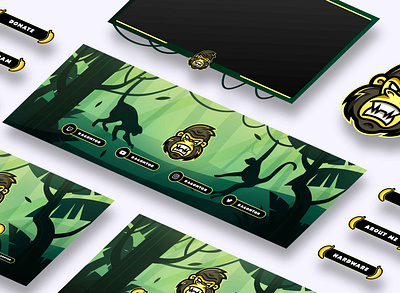 Ragontor Twitch overlay art brand branding design illustration jungle logo minimal monkey overlay simple twitch ui vector