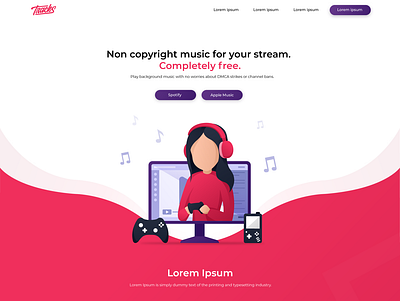 TRACKS - landing page art brand branding clean design illustration logo minimal pink simple site ui vector