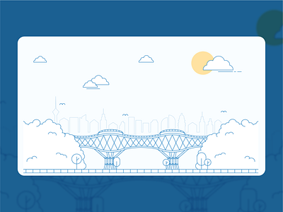 Tabiat Bridge-Tehran bridge city clouds design flat graphic graphicdesign illustration illustrator lineart lines sun ui work