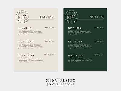 Menu Design - Fig & Follie brand guidelines branding classy design design flat food food and beverage full rebrand graphic design illustration menu design rebrand