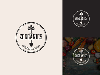 Zorganics branding circle emblem grown logo organic vintage vintage logo