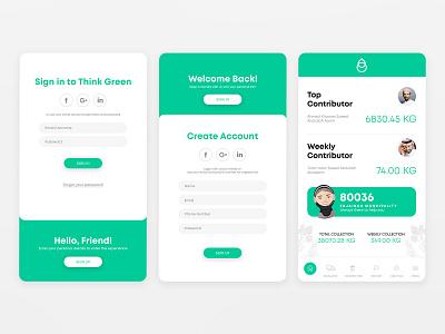 Think Green App - Redesign app appdesigner arabic cards cards ui creative design flat minimal mobile design mobile store modern organic typography ui userinterface ux