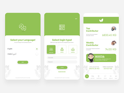 Think Green App - Redesign app appdesign appdesigner arabic cards cards ui clean design flat green minimal mobile organic typography ui uiux userinterface ux uxdesign wip