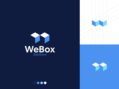 Webox Logo blue box branding cube design flat icon logo logodesign logos logotype mark minimal minimalist negative space logo negativespace symbol vector wcube wlogo