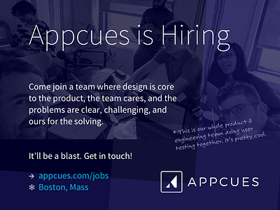 Appcues is Hiring / Product Design appcues boston design jobs product design