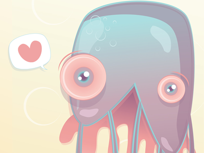 Squid Heart character cute heart illustration squid vector