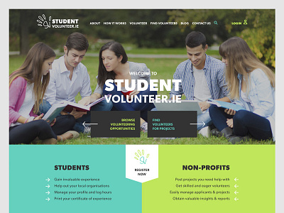 Student Volunteer - Home bright charity college community education green non profit student ui university volunteer website