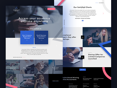Accountant Online - Homepage accountant blue brand digital online photography pink typography ui ux web website