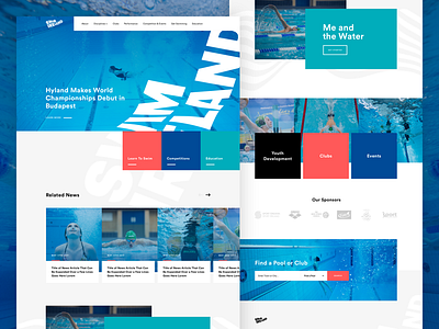 Swim Ireland Homepage blue grid ican ireland photography sport swim swimming ui web