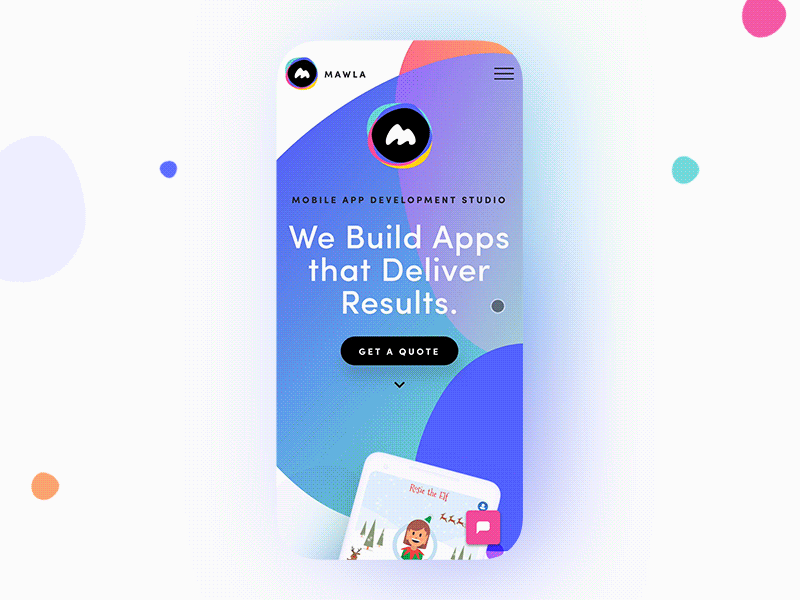 Malwla Homepage - Mobile agency animation app blob colour development gif gradient mawla mobile ui website