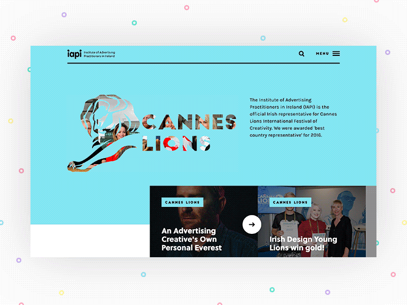 IAPI Menu lions cannes hover dropdown motion interaction animation navigation menu iapi