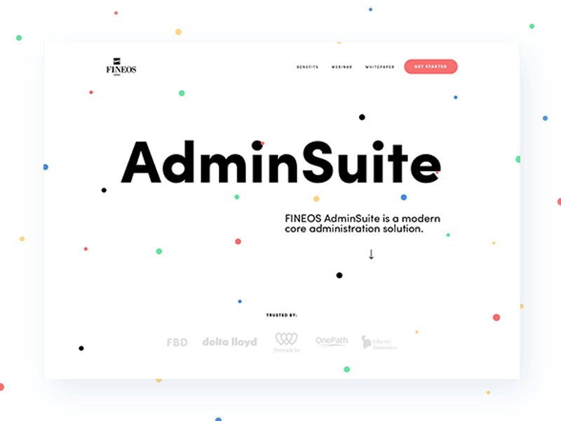 Landing Page Concept blue clean confetti dots green landing minimal red ui web white yellow