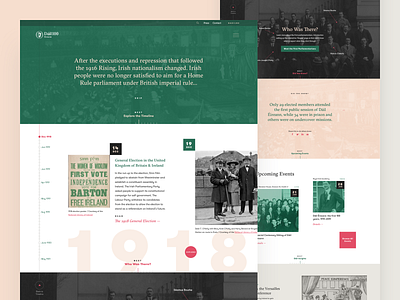 Dail100 Homepage dublin government green history ireland irish peach pink serif timeline ui website