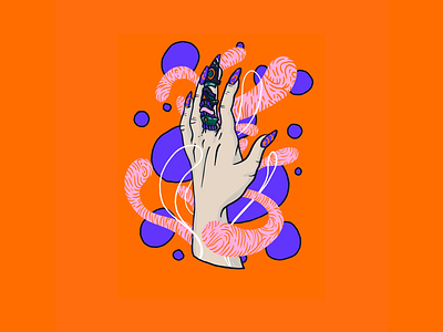 Inktober 2019 Day 01. Ring hand illustration inktober inktober2019 magic orange pink procreate purple ring witch