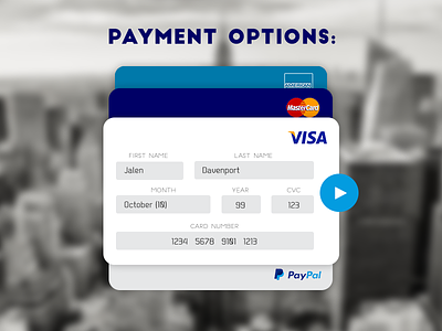 Payment Options card credit card debit card money pay payment paypal ui design visa
