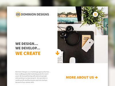Dominion Designs - New Website in the Works design dominion designs may1reboot orange ui ui design website