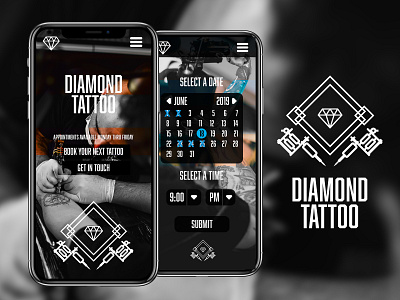 Diamond Tattoo Mobile UI app design appointments graphic design photoshop scheduler tattoo ui ui design uidesign