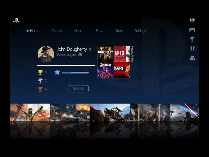 PlayStation Interface Concept concept design dailyui gaming console interface graphic design interface design playstation ps4 ps5 ui ui ux ui design uidesign