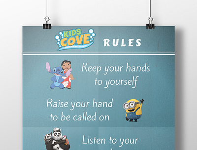 Kids Cove Rules poster design