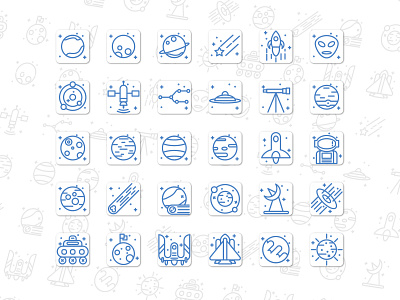 Space Icon Set  Line Style