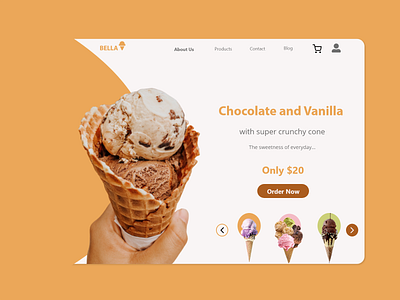 ice cream website landing page branding design minimal ui ux website