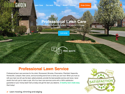 Lawn Care Website - Homepage Design blog contact form ecommerce fertilizer gallery homepage landing page landscaping lawn lawn care lawncare website woocommerce wordpress