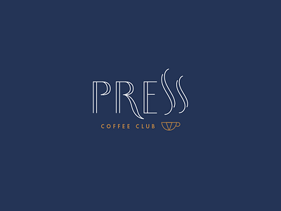 Press Coffee Club Logo art brand branding coffee deco design flat identity logo mark newspaper outline