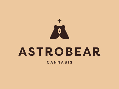 Astrobear Logo astro bear brand identity branding brown cannabis cream edibles icon logo logodesign logomark offwhite rocket space stars visual identity