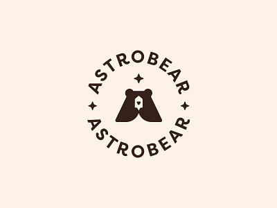 Astrobear Logobadge a monogran astro badge bear brand identity branding brown cannabis cream edibles icon logo logobadge logomark monogram offwhite rocket space stars visual identity