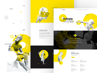 Dottopia web design design graphics illustrations live colors pages webdesign yellow