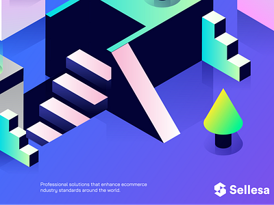 Sellesa brand and identity design illustrations isometric isometric design isometric illustration perspective scene