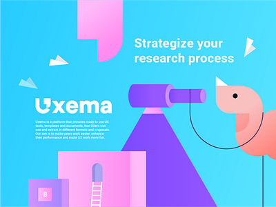 Uxema branding charachters colors concept concept art explore fun graphic identity illustration illustrations purple sky blue tools ux uxema