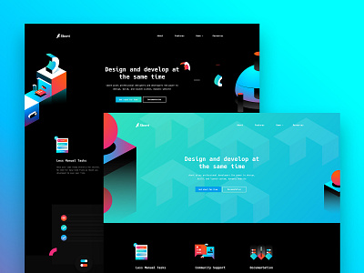 Sbont blocks branding cubes dark design framework gradient interaction isometric sbont ui ui ux design user interface ux web