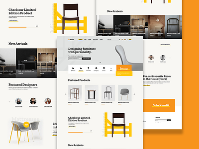 Kemitt branding furnitures interaction modern modern furniture pages ui uidesign uiux web yellow