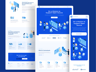 Open source supporter website blue cube illustration isometric landing page open source website