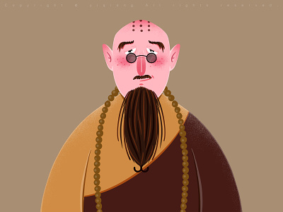 Buddhist monk bearded man boys flat illustrations illustration profile photo squabby body