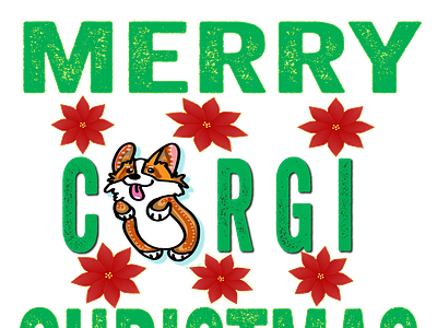 sticker corgi flowers xlg christmas card doodles illustration little dogs