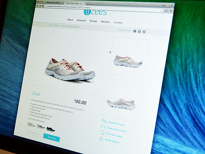 Bzees Product Page breadcrumb callout ecommerce gallery product sharing shoe social whitespace