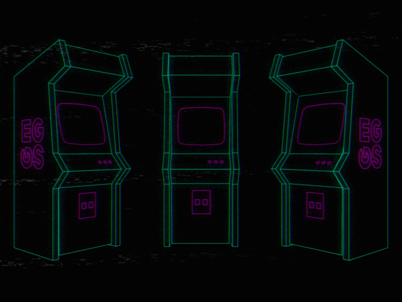 EGGS Arcade 80s animated arcade cabinet game gif glitch glow line looping machine motion neon nostalgia oldshcool retro vcr vector vhs video