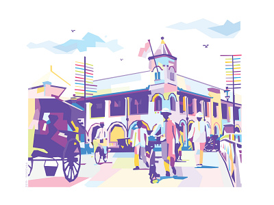 Semarang Old City building illustration pop art semarang vector wpap