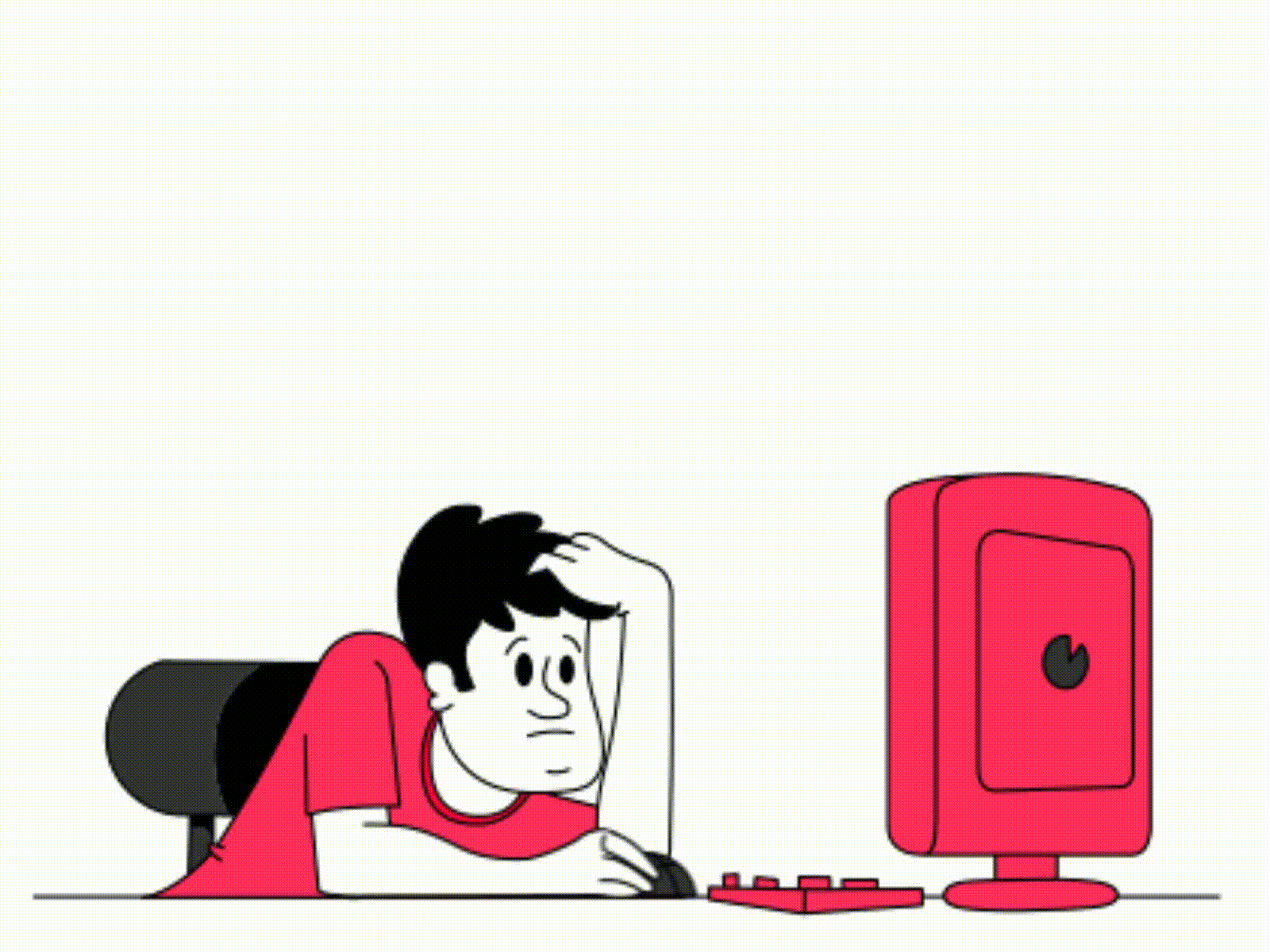 Boy work in pc 2d aniamtion cartoon character character design computer degital art personal computer