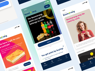 Narvesen Boomerang app bottom navigation branding button buttons card design design app food app input field minimal mobile progressive web app retail ui ux